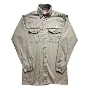 Big Bill FR Shirt Mens Small Khaki Westex UltraSoft HRC 2 Flame Resistant Work